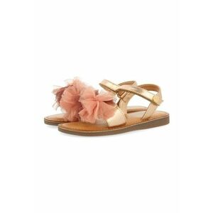 Sandale de piele cu velcro si aspect metalic Bicaj imagine