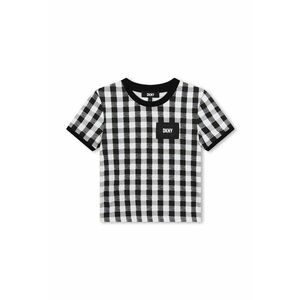 Tricou cu decolteu la baza gatului si model in carouri imagine