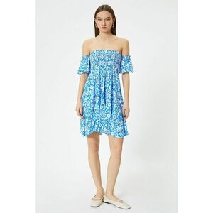 Rochie cu decolteu pe umeri si model floral imagine