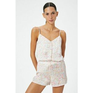 Top de pijama din satin cu model floral imagine