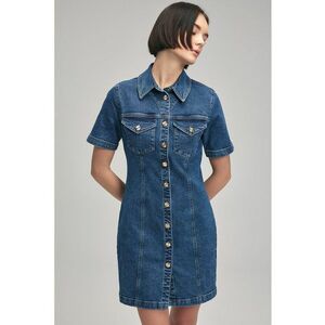 Rochie-camasa din denim cu croiala dreapta imagine