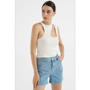 Top crop slim fit cu decupaj imagine