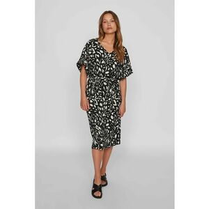 Rochie midi cu decolteu in V si cordon in talie imagine