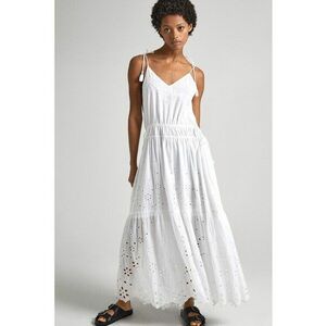 Rochie maxi din bumbac cu decolteu in V imagine