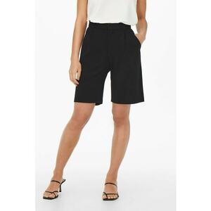 Pantaloni scurti dama cu talie inalta - buzunare laterale - negru - poliester imagine
