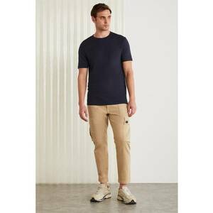 Tricou slim fit din amestec de bumbac cu decolteu la baza gatului Tiago imagine