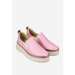 Pantofi dama roz din piele naturala cu elastic imagine