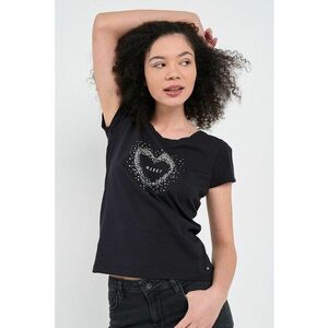 Tricou cu decolteu rotund si strasuri imagine