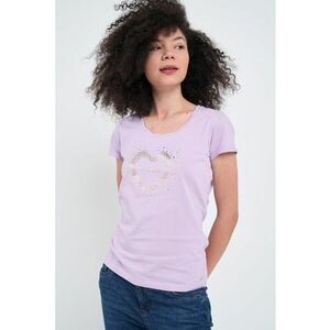 Tricou cu decolteu rotund si strasuri imagine
