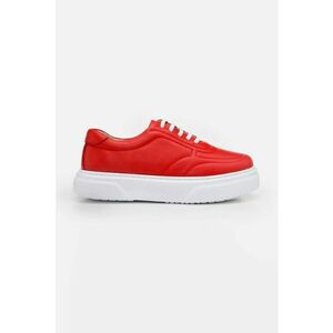 Pantofi sport din piele cu model uni imagine