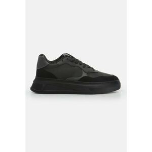 Pantofi sport din piele cu insertii din piele intoarsa si model uni imagine