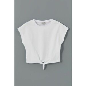 Tricou crop de bumbac cu prindere la terminatie imagine