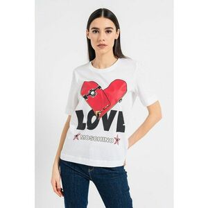 Tricou de bumbac cu imprimeu grafic si logo imagine