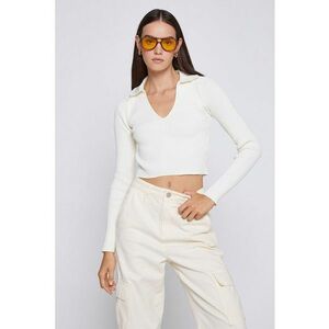 Pulover crop cu aspect striat imagine