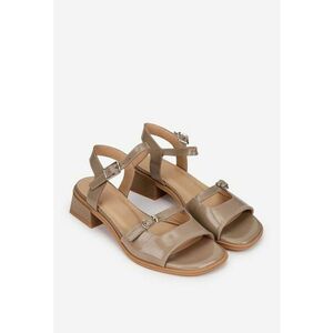 Sandale dama din piele lacuita taupe imagine