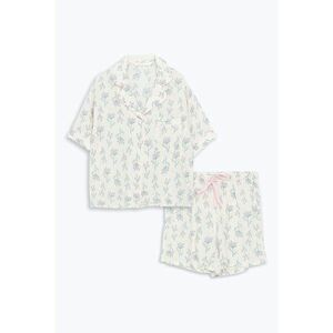 Pijama cu maneci scurte si model floral imagine