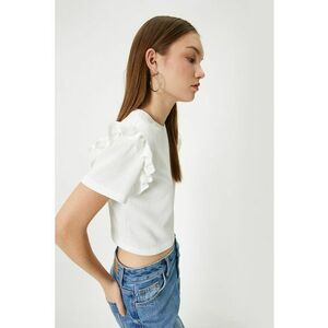 Tricou crop cu volane imagine