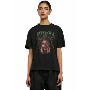 Tricou cu design grafic si decolteu la baza gatului imagine