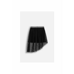 Fusta asimetrica cu strat exterior din plasa si talie elastica imagine