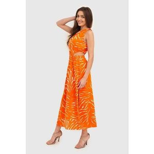 Rochie midi portocalie cu decupaje in talie DA1723 BLOOD ORANGE imagine
