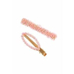 Set 2 agrafe aurii cu pietre acrilice roz imagine