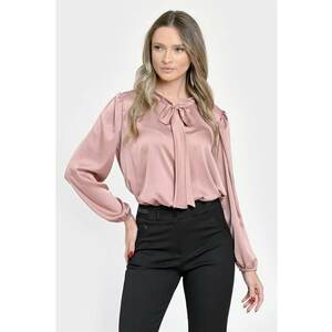 Bluza Dama din Satin - Eleganta cu Funda - Roz V301 - imagine