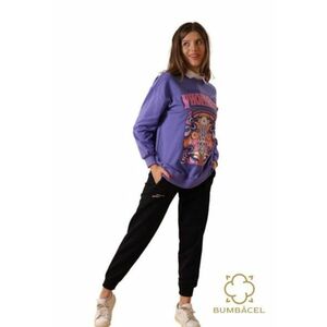 Pantaloni dama negri cu imprimeu Bumbacel imagine