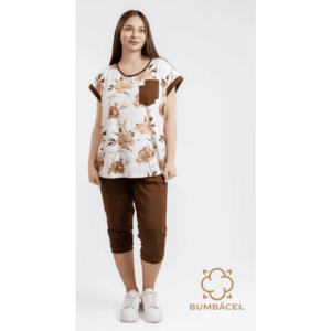 Pijama cu maneca scurta si cu pantaloni pentru dame imagine