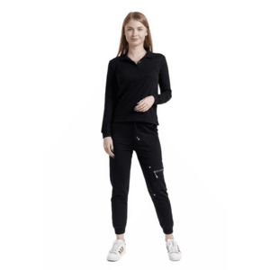 Tricou Polo dame negru - Bumbacel imagine
