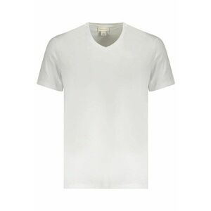 Jeans Tricou barbati cu decolteu inV - cu logo brodat - Regular fit - Alb imagine