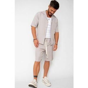 Set camasa maneca scurta si pantalon scurt Taupe 16561 imagine