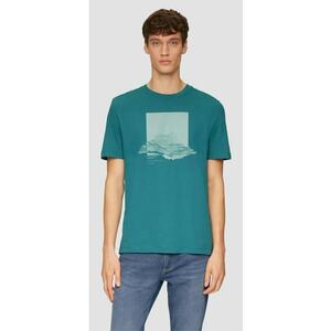 Tricou barbati cu maneca scurta - imprimeu in partea din fata si croiala Regular Fit - Gri inchis imagine