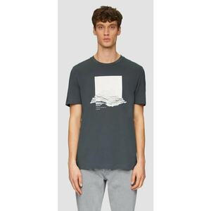 Tricou barbati cu maneca scurta - imprimeu in partea din fata si croiala Regular Fit - Gri inchis imagine