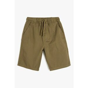 Pantaloni scurti din bumbac cu snur in talie si model uni imagine