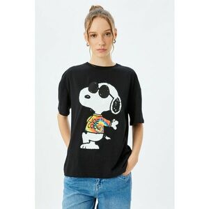 Tricou cu decolteu la baza gatului si imprimeu cu desene animate imagine
