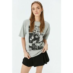 Tricou supradimensionat din bumbac cu imprimeu imagine