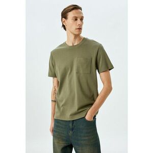 Tricou din bumbac cu decolteu la baza gatului si model uni imagine