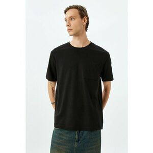 Tricou din bumbac cu decolteu la baza gatului si model uni imagine