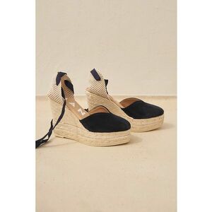 Sandale wedge de piele intoarsa cu bareta infasurabila imagine