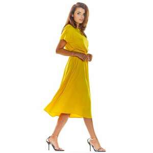 Midi Rochie Maneca scurta - Viscoza Galben A296 imagine