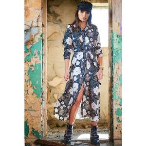 Lunga Rochie Floral Maneca lunga Print A324 imagine