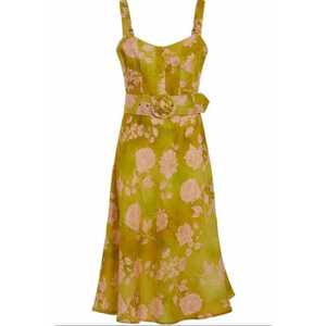 Rochie maxi florala Fibra sintetica/In - Galben imagine