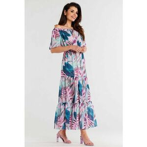 Lunga Rochie Floral Maneca scurta A504 imagine