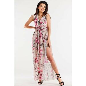 Lunga Rochie Floral Fara maneca A502 imagine