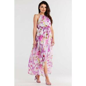 Lunga Rochie Floral Fara maneca A506 imagine
