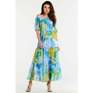 Lunga Rochie Floral Maneca scurta A504 imagine
