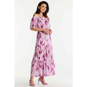 Lunga Rochie Floral Maneca scurta A504 imagine