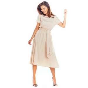 Midi Rochie Maneca scurta - Viscoza Galben A296 imagine