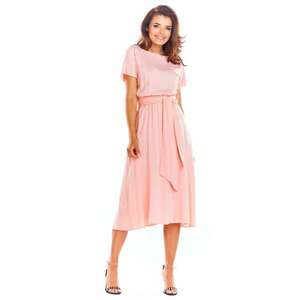Midi Rochie Maneca scurta - Viscoza Galben A296 imagine