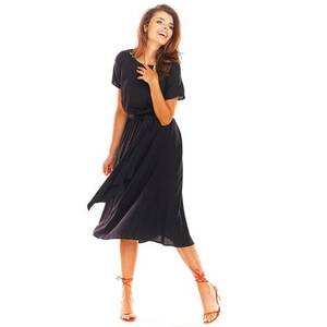 Midi Rochie Maneca scurta - Viscoza Galben A296 imagine